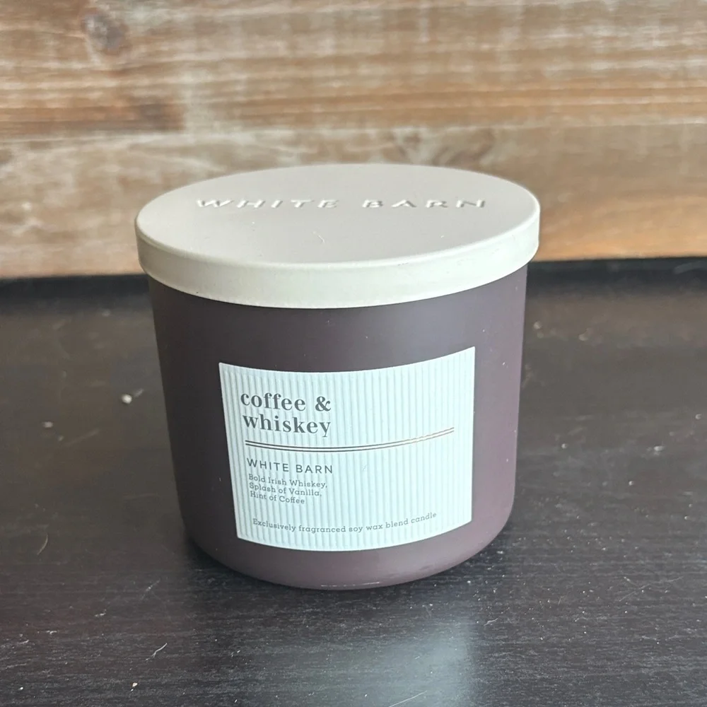 White Barn Coffee & Whiskey 3-Wick Candle 14.5 oz Never Burned